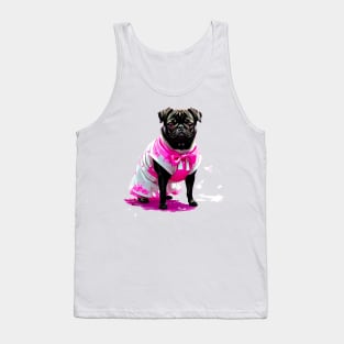 Charming Pug in Pink Hanbok Celebrating the Elegance of Korean Culture Tank Top